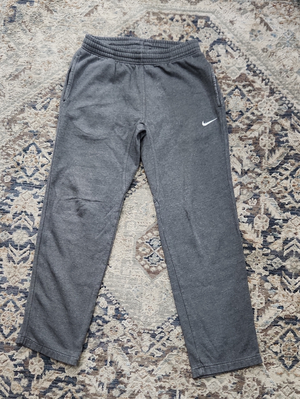 Nike Mens Gray Straight Leg Sweatpants with White Swoosh